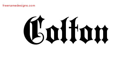 Old English Name Tattoo Designs Colton Free Lettering