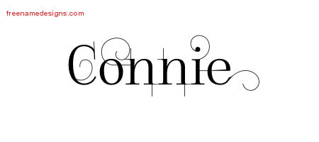 Decorated Name Tattoo Designs Connie Free Lettering
