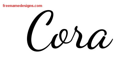 Lively Script Name Tattoo Designs Cora Free Printout