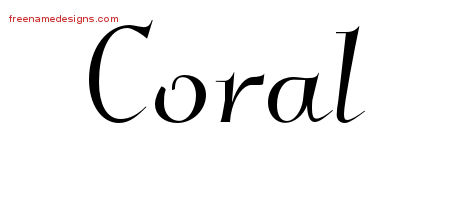 Elegant Name Tattoo Designs Coral Free Graphic