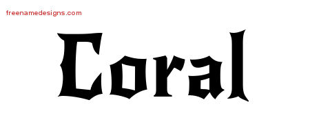 Gothic Name Tattoo Designs Coral Free Graphic