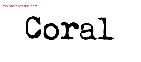 Vintage Writer Name Tattoo Designs Coral Free Lettering