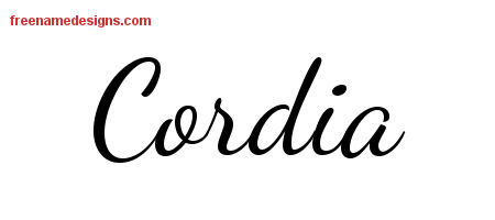 Lively Script Name Tattoo Designs Cordia Free Printout