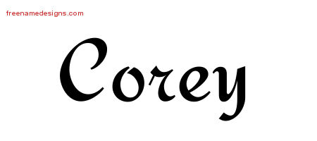 Calligraphic Stylish Name Tattoo Designs Corey Free Graphic