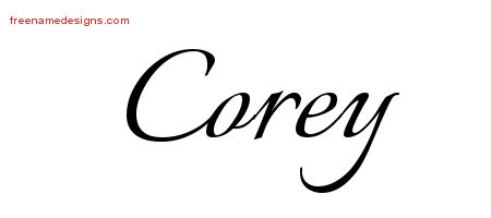 Calligraphic Name Tattoo Designs Corey Free Graphic