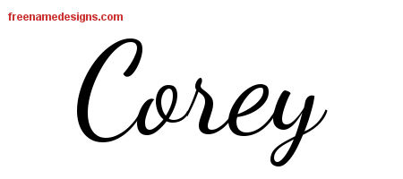 Lively Script Name Tattoo Designs Corey Free Printout