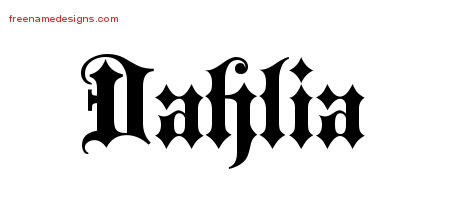 Old English Name Tattoo Designs Dahlia Free