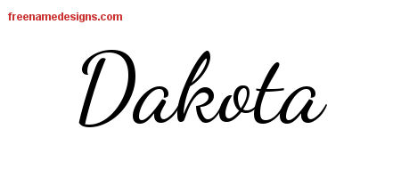 Lively Script Name Tattoo Designs Dakota Free Printout