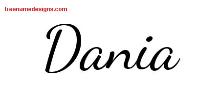 Lively Script Name Tattoo Designs Dania Free Printout