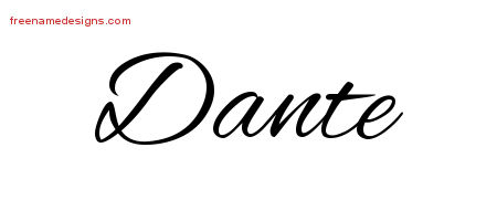 Cursive Name Tattoo Designs Dante Free Graphic
