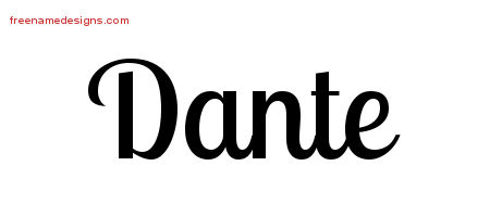 Handwritten Name Tattoo Designs Dante Free Printout