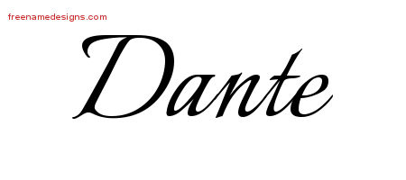 Calligraphic Name Tattoo Designs Dante Free Graphic