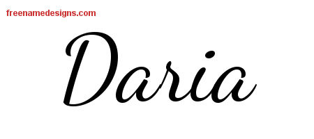 Lively Script Name Tattoo Designs Daria Free Printout