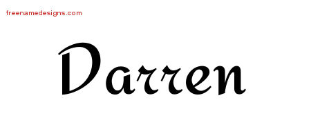Calligraphic Stylish Name Tattoo Designs Darren Free Graphic