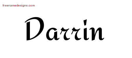 Calligraphic Stylish Name Tattoo Designs Darrin Free Graphic