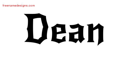 Gothic Name Tattoo Designs Dean Free Graphic