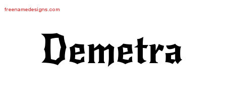 Gothic Name Tattoo Designs Demetra Free Graphic