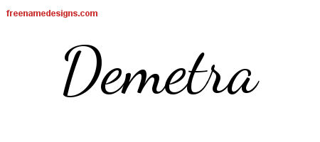 Lively Script Name Tattoo Designs Demetra Free Printout
