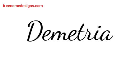 Lively Script Name Tattoo Designs Demetria Free Printout