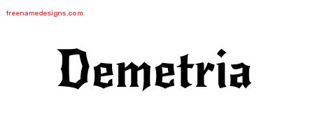 Gothic Name Tattoo Designs Demetria Free Graphic