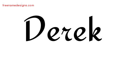 Calligraphic Stylish Name Tattoo Designs Derek Free Graphic