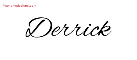 Cursive Name Tattoo Designs Derrick Free Graphic