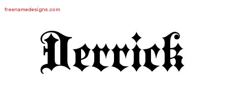 Old English Name Tattoo Designs Derrick Free Lettering