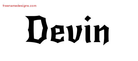 Gothic Name Tattoo Designs Devin Free Graphic