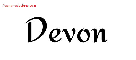 Calligraphic Stylish Name Tattoo Designs Devon Free Graphic