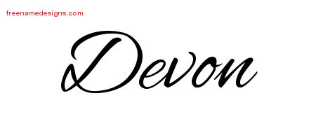 Cursive Name Tattoo Designs Devon Free Graphic
