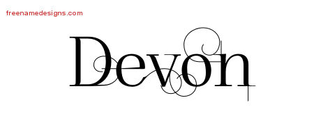 Decorated Name Tattoo Designs Devon Free Lettering