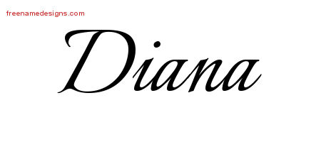 Calligraphic Name Tattoo Designs Diana Download Free