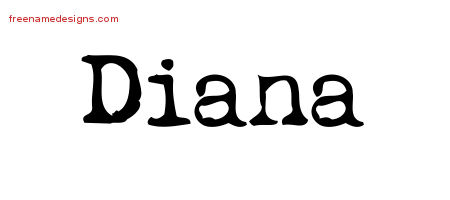 Vintage Writer Name Tattoo Designs Diana Free Lettering