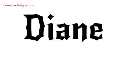 Gothic Name Tattoo Designs Diane Free Graphic