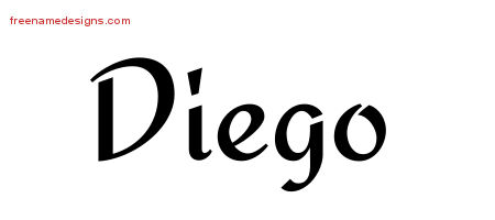 Calligraphic Stylish Name Tattoo Designs Diego Free Graphic