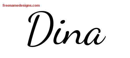 Lively Script Name Tattoo Designs Dina Free Printout