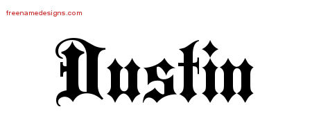 Old English Name Tattoo Designs Dustin Free Lettering