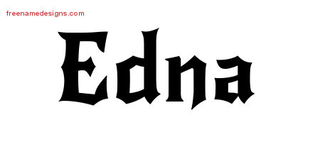 Gothic Name Tattoo Designs Edna Free Graphic