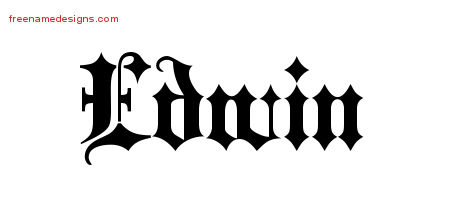 Old English Name Tattoo Designs Edwin Free Lettering