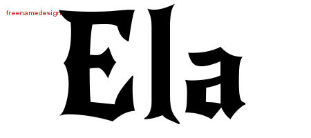 Gothic Name Tattoo Designs Ela Free Graphic