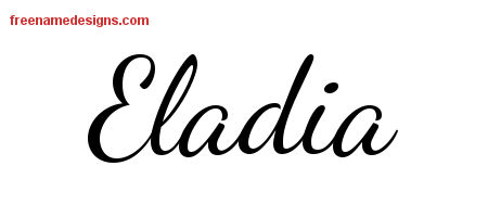 Lively Script Name Tattoo Designs Eladia Free Printout