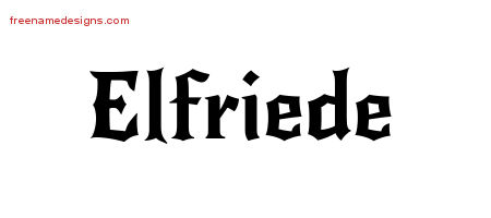 Gothic Name Tattoo Designs Elfriede Free Graphic