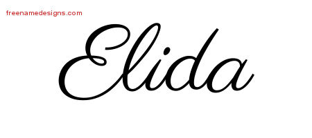 Classic Name Tattoo Designs Elida Graphic Download