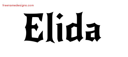 Gothic Name Tattoo Designs Elida Free Graphic