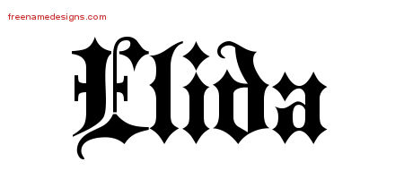Old English Name Tattoo Designs Elida Free