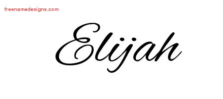 Cursive Name Tattoo Designs Elijah Free Graphic