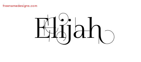 Decorated Name Tattoo Designs Elijah Free Lettering