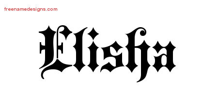 Old English Name Tattoo Designs Elisha Free