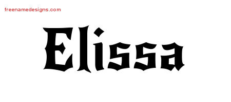 Gothic Name Tattoo Designs Elissa Free Graphic