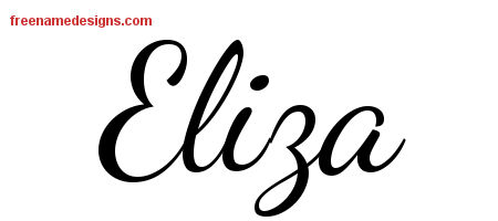 Lively Script Name Tattoo Designs Eliza Free Printout